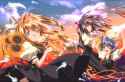 Konachan.com - 130272 air feathers flowers kamio_misuzu key kirishima_kano potato ribbons sky sunflower tohno_minagi.png